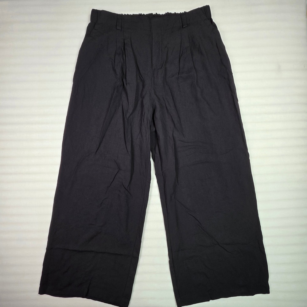 Halara Black High Waisted Wide Leg Pleated Trousers Pants XL Regular